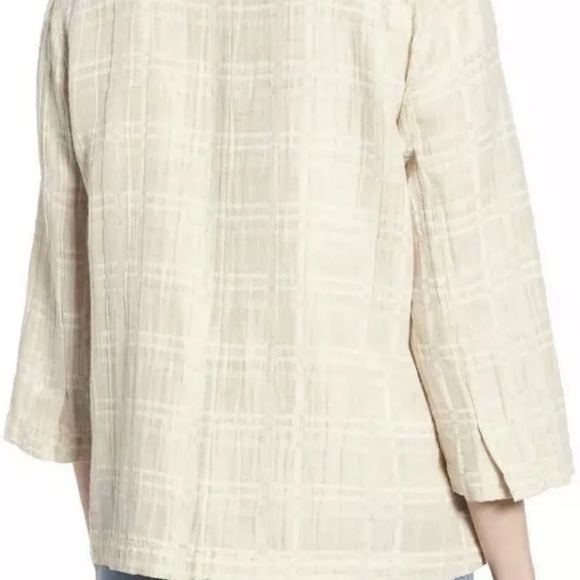 EILEEN FISHER NATURAL ORGANIC COTTON LINEN DIVISION JACQUARD JACKET  NWT $248 - Picture 2 of 7